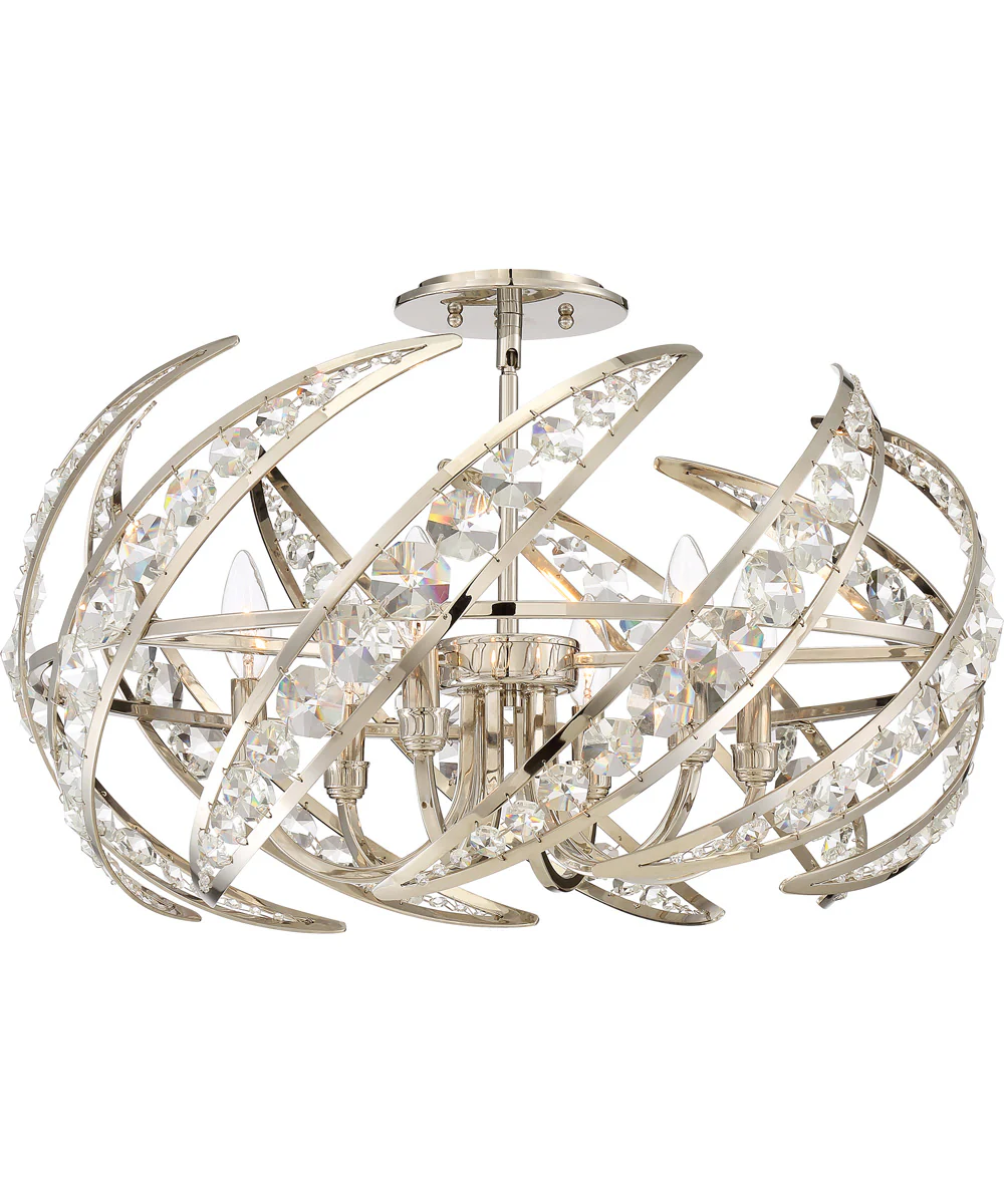 Crescent 6-light Semi Flush Mount Polished Nickel - Image 2