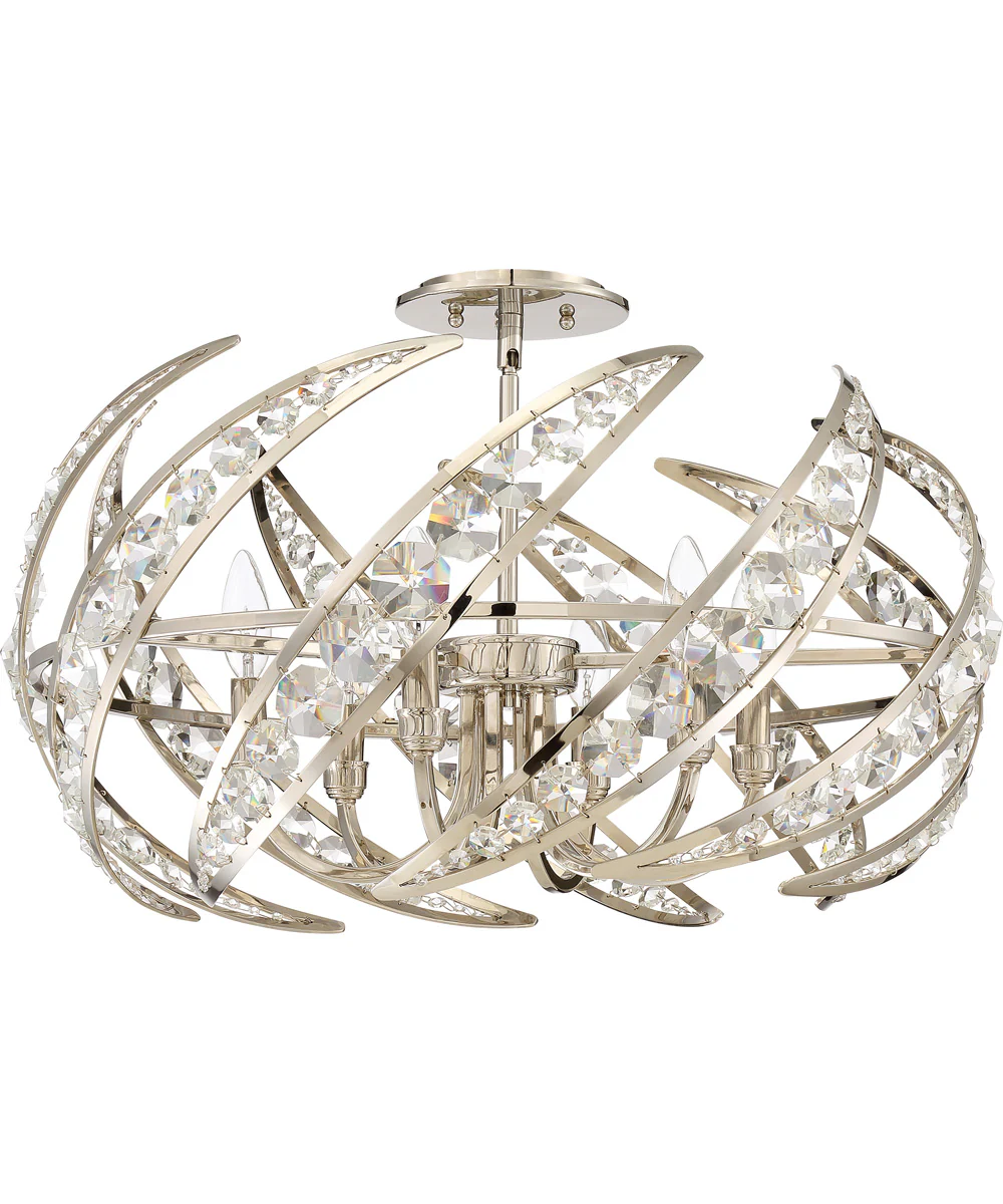 Crescent 6-light Semi Flush Mount Polished Nickel - Image 3
