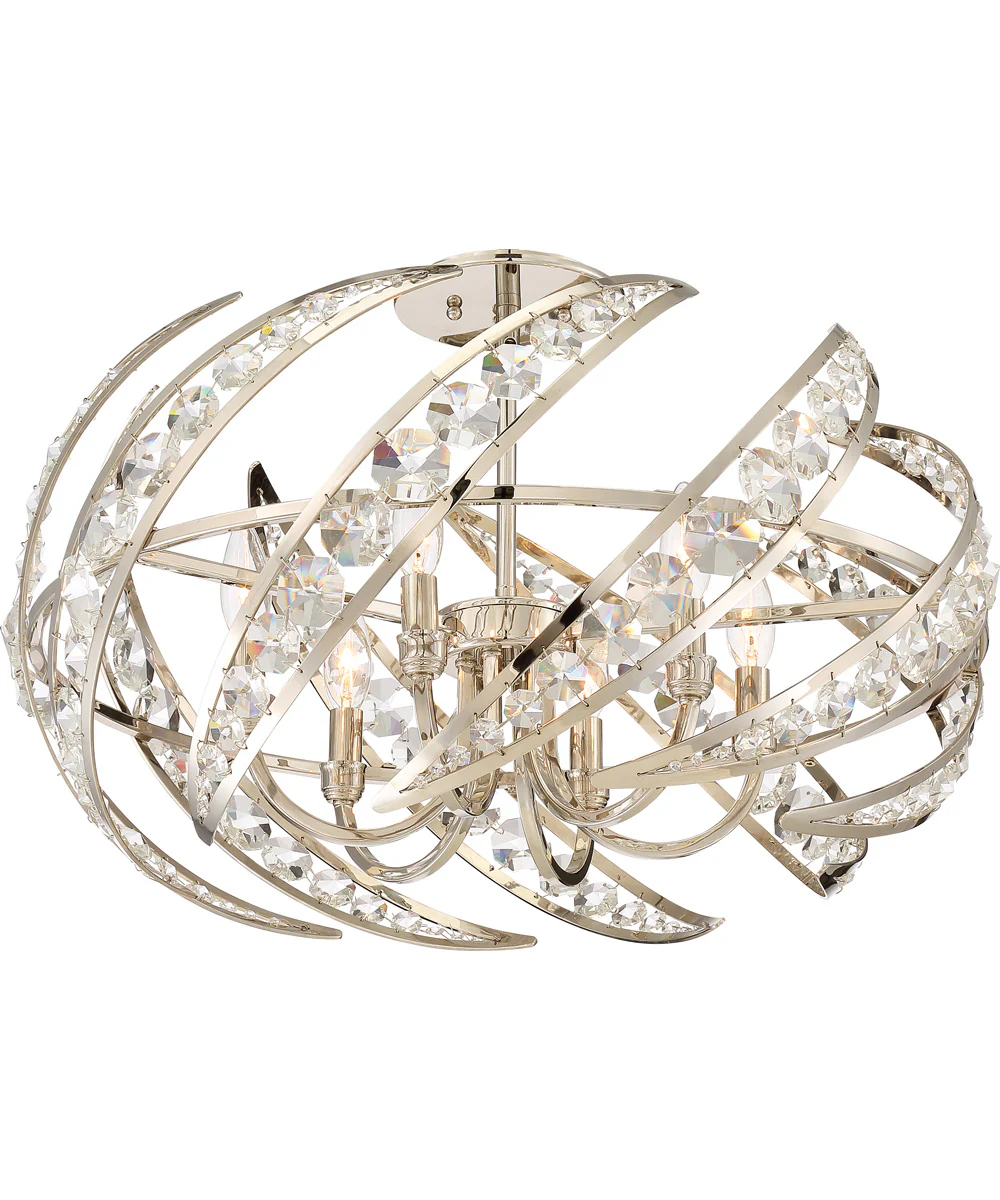 Crescent 6-light Semi Flush Mount Polished Nickel - Image 4
