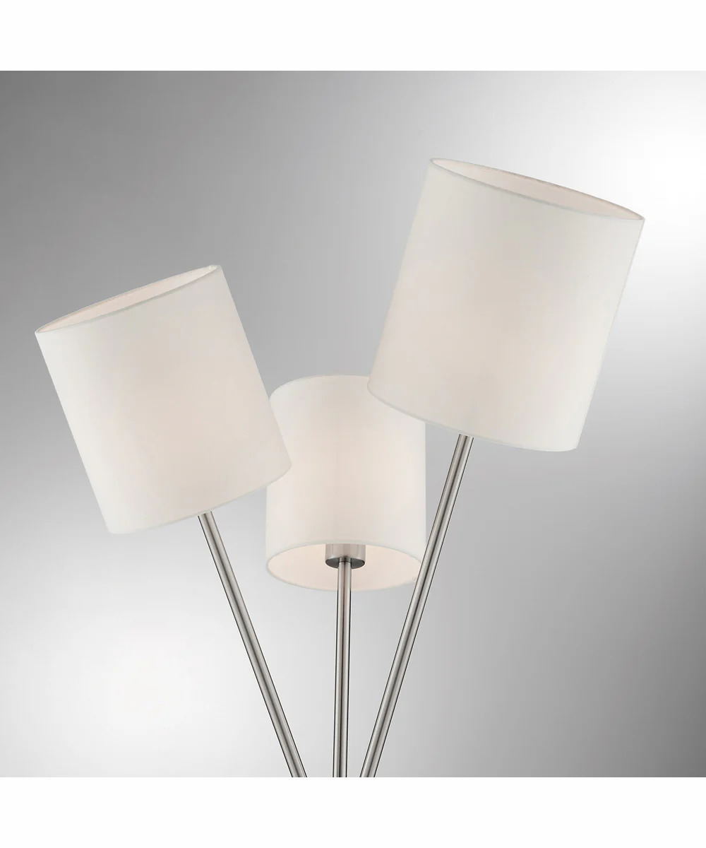 Crisanta 3-Light 3-Light Floor Lamp Brushed Nickel/White Linen - Image 3