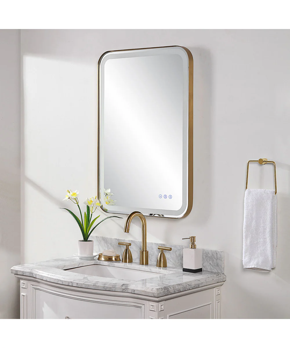 Crofton Lighted Brass Vanity Mirror - Image 3