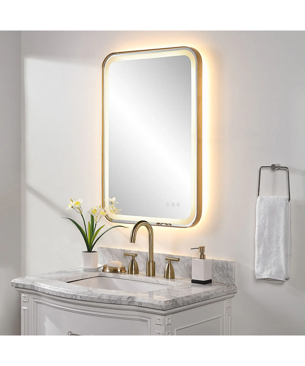 Crofton Lighted Brass Vanity Mirror - Image 4