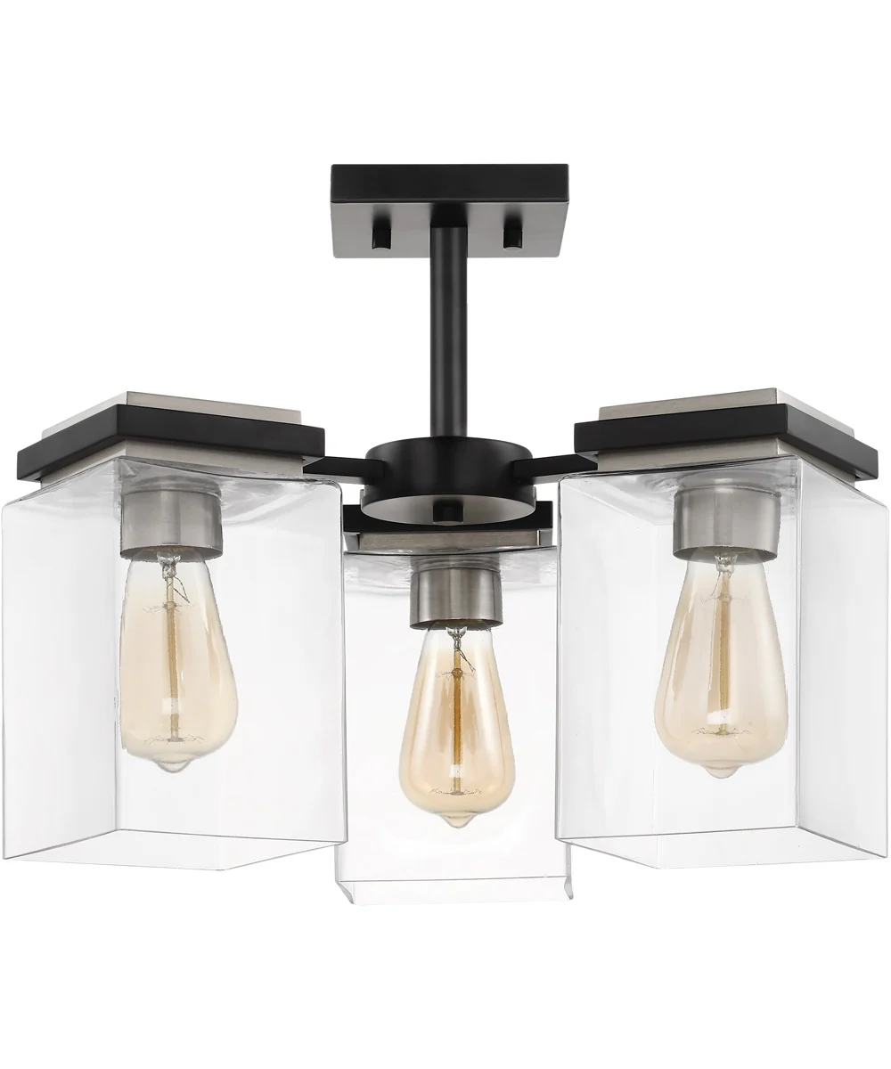 Crossroads 3-Light Close-to-Ceiling Matte Black