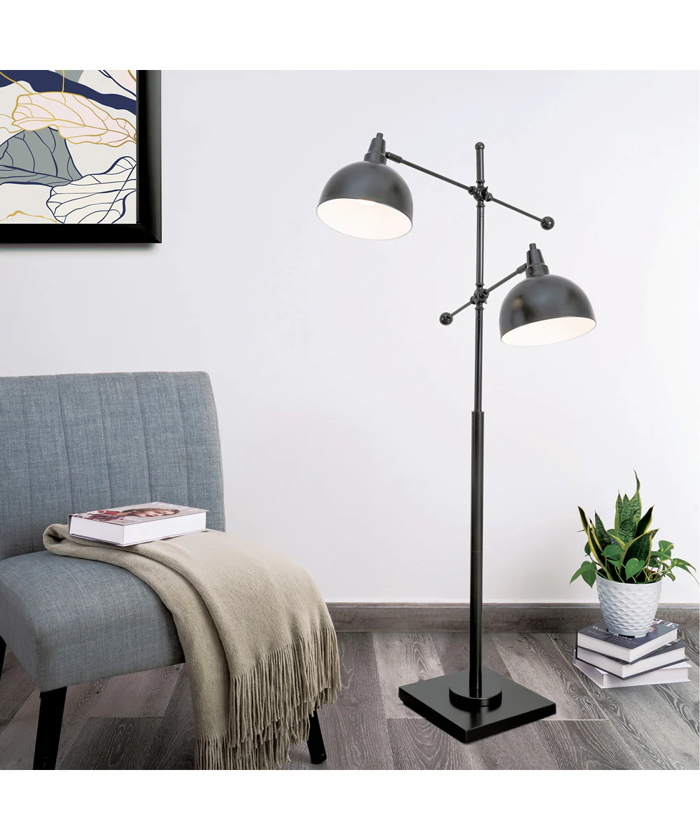 Cupola 2-Light 2-Light Metal Floor Lamp Dark Bronze - Image 3