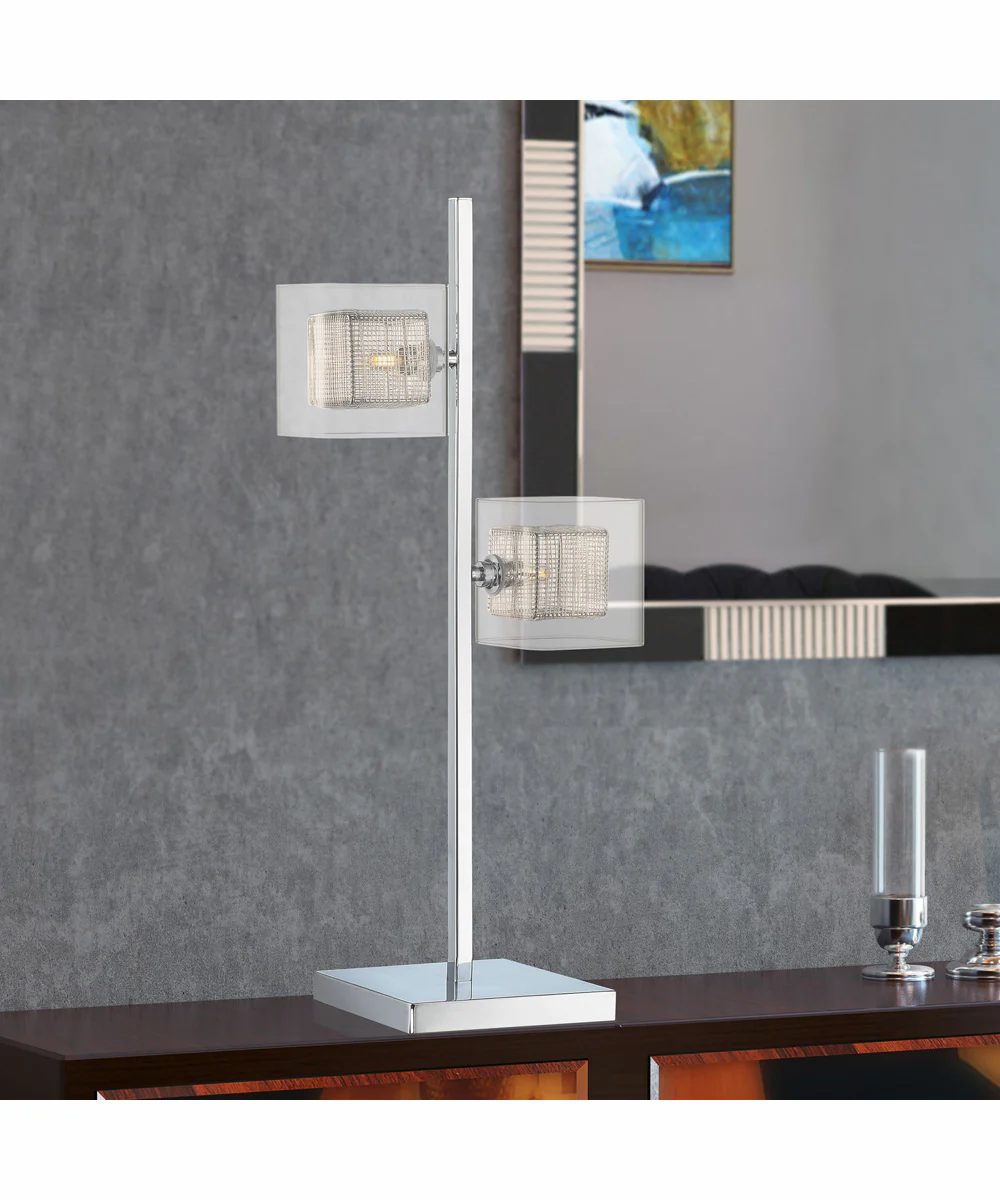 Dahl 2-Light Led 2-Light Table Lamp Chrome/Clear Glass Shade - Image 3