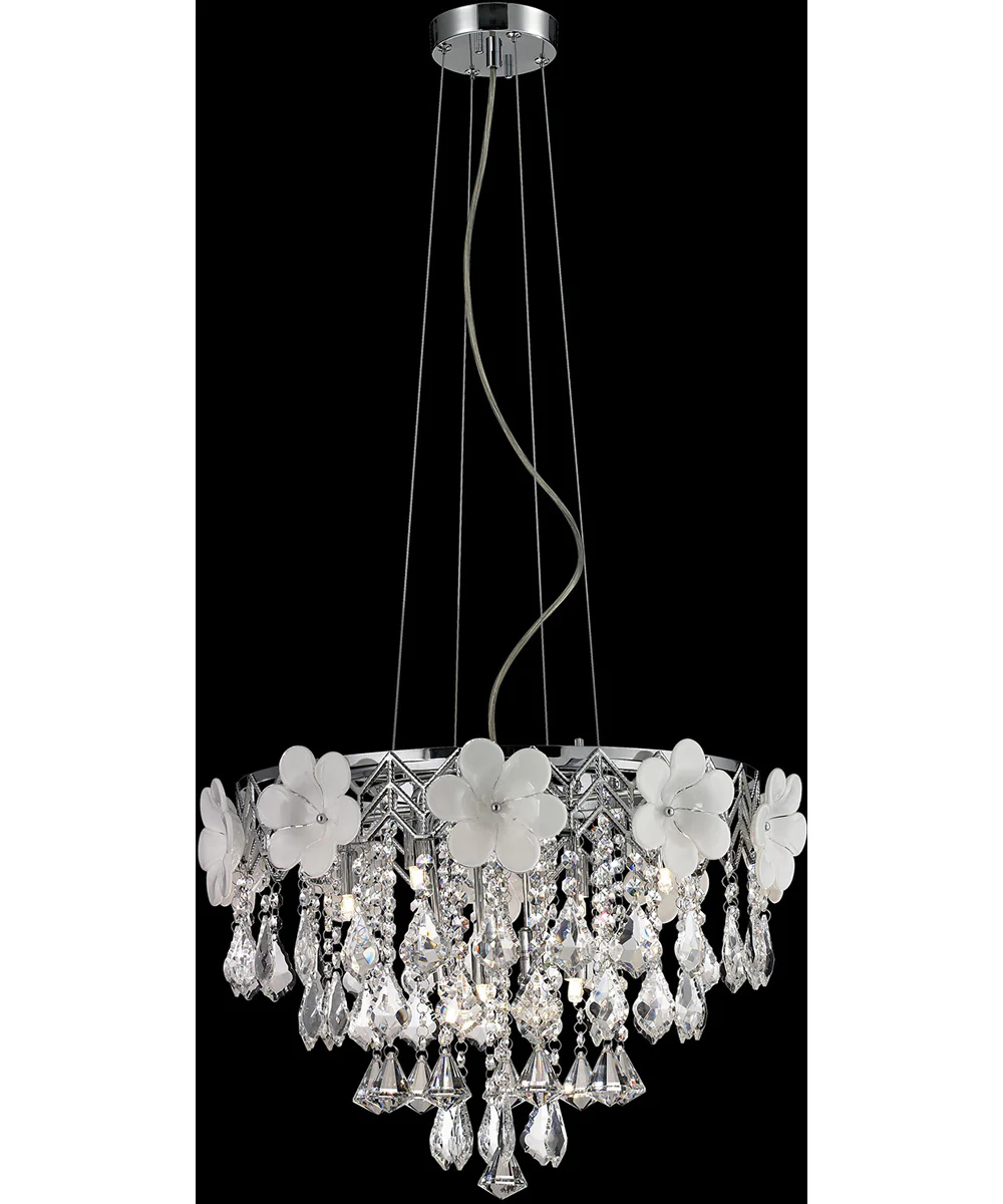Daisy 8-Light Pendant Chrome/Flower/Crystals