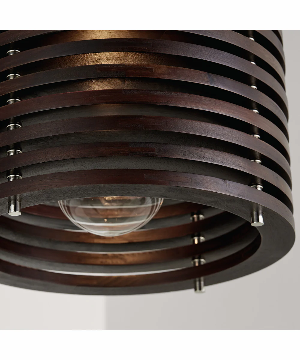 Dalton 1-Light Pendant Dark Wood and Polished Nickel - Image 2
