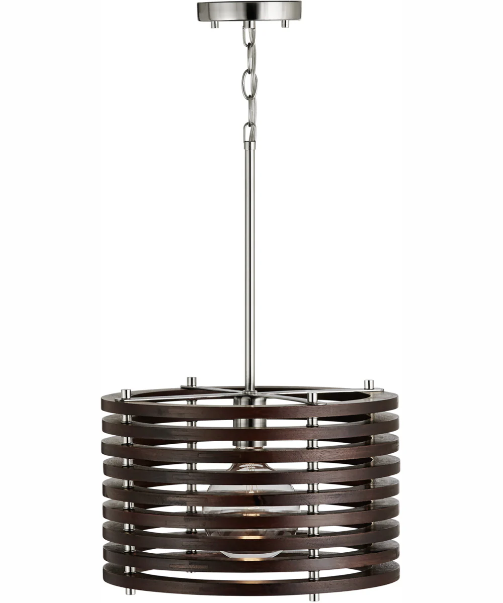 Dalton 1-Light Pendant Dark Wood and Polished Nickel - Image 3