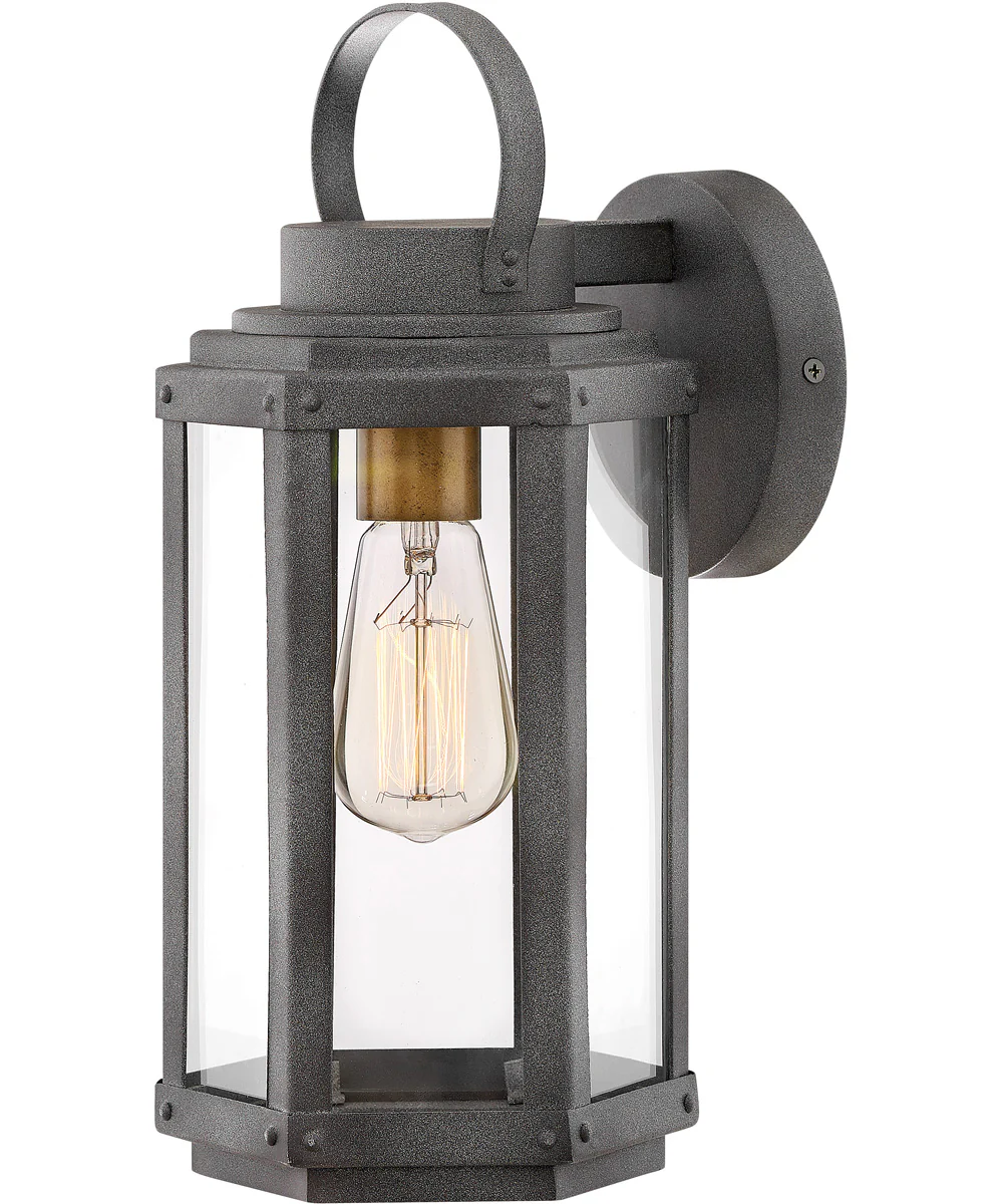 Danbury 1-Light Small Outdoor Wall Mount Lantern in Aged Zinc