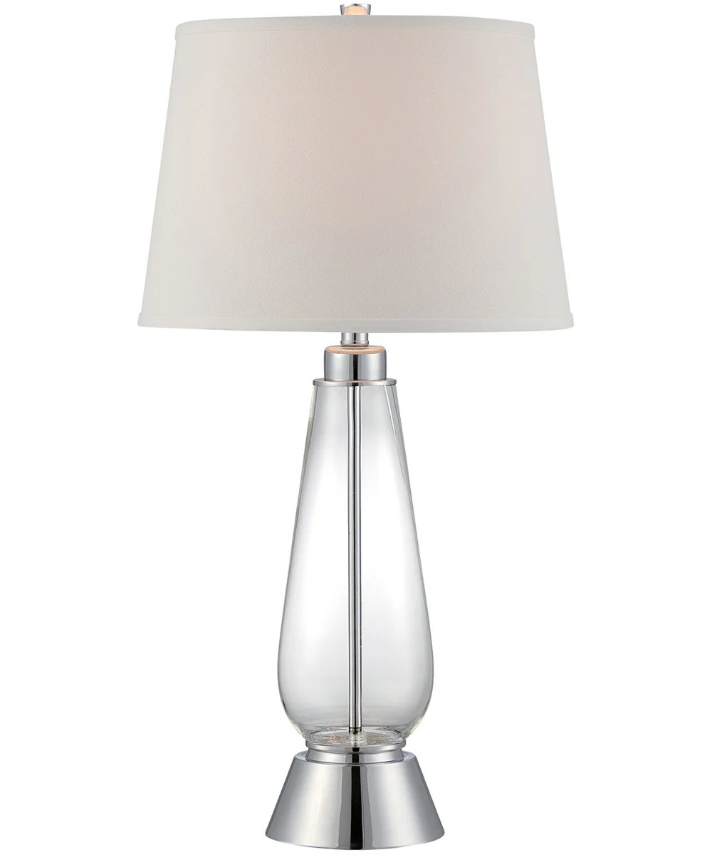 Danya 1-Light Table Lamp Ps/Glass Body/White Fabric Shade