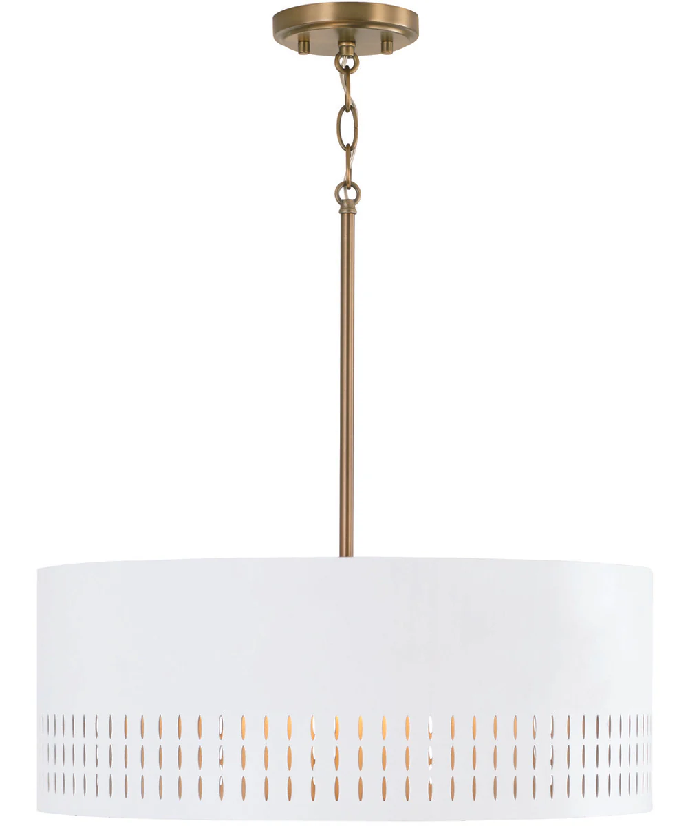 Dash 3-Light Pendant Aged Brass and White