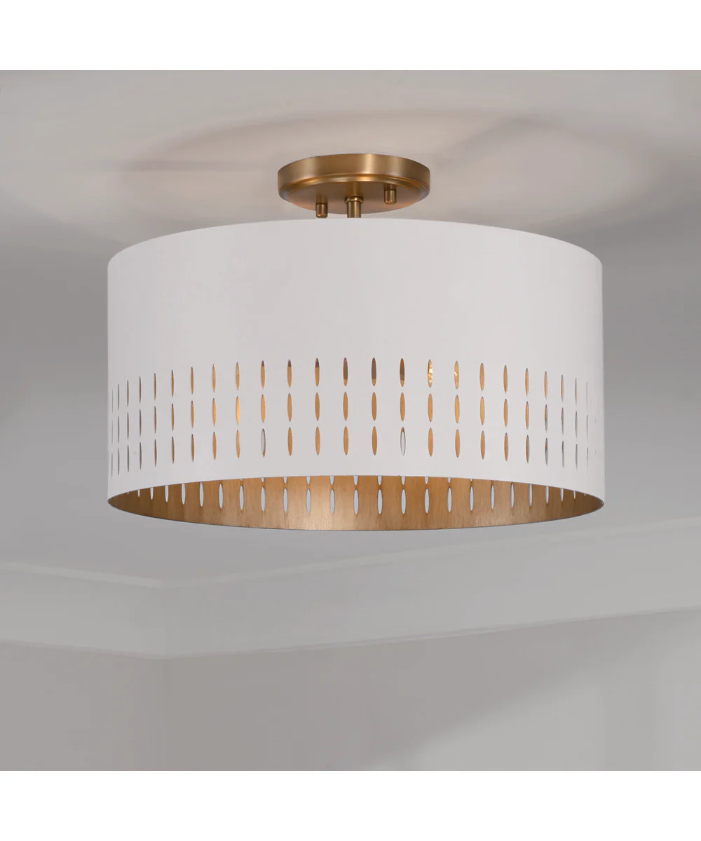 Dash 3-Light Semi-Flush Aged Brass and White - Image 2