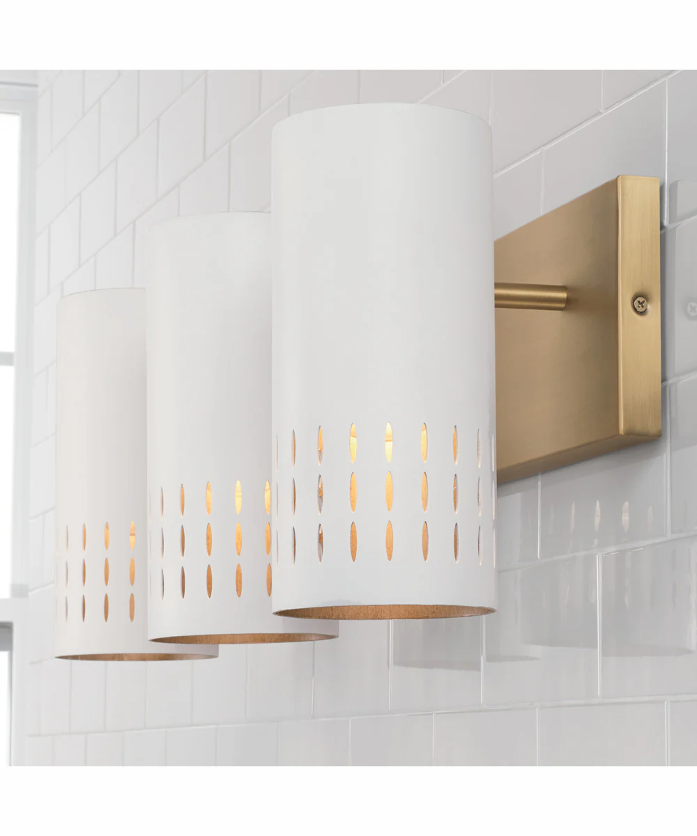 Dash 3-Light Vanity Aged Brass and White - Image 3