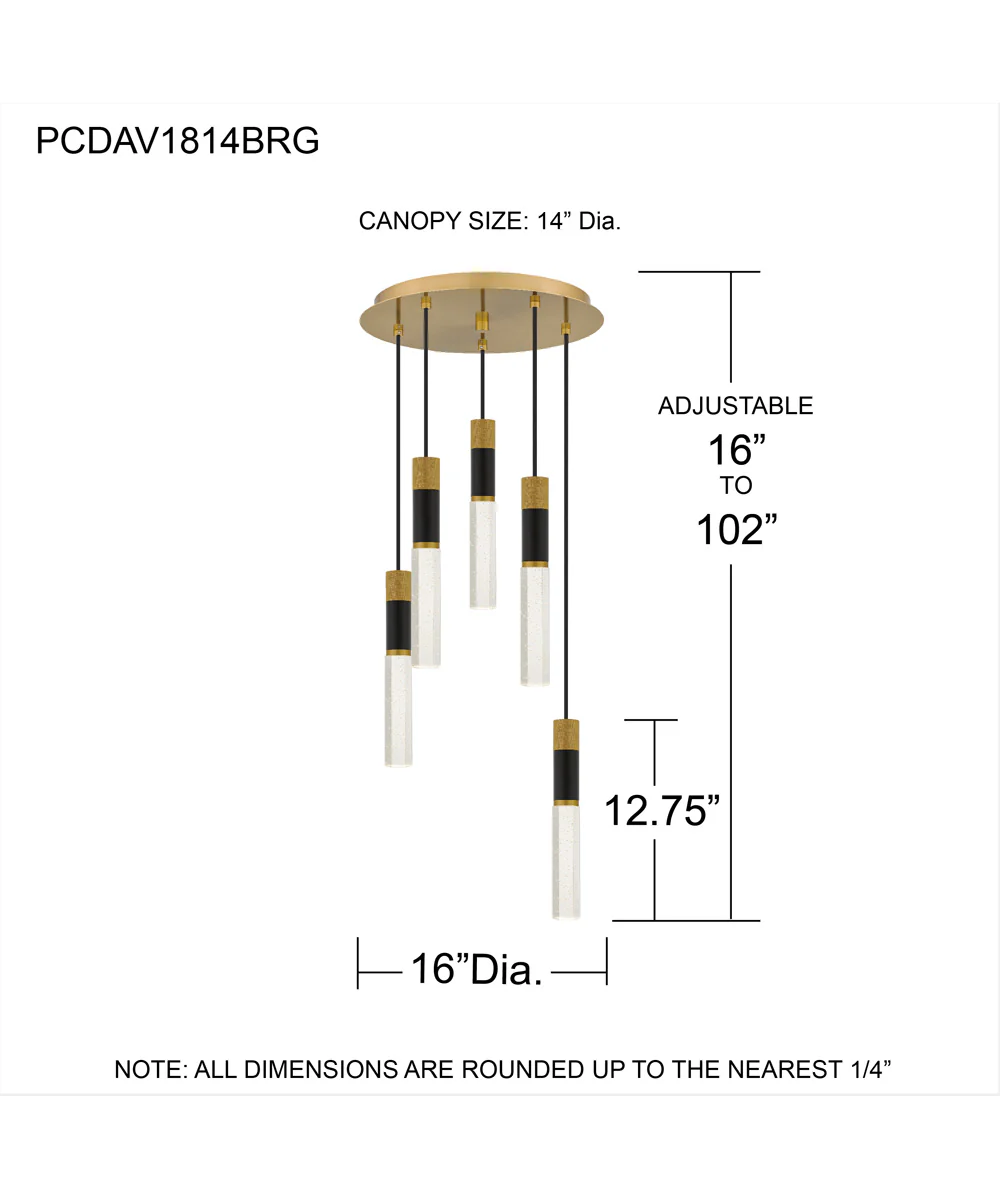 Davies 5-light Pendant Brushed Gold - Image 4