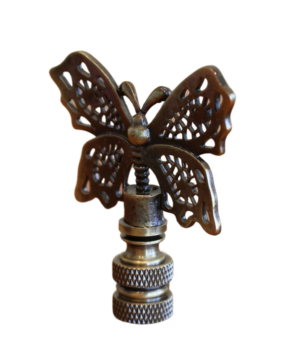 Decorative Butterfly Lamp Finial Antique Brass, 2.3"h - Image 5
