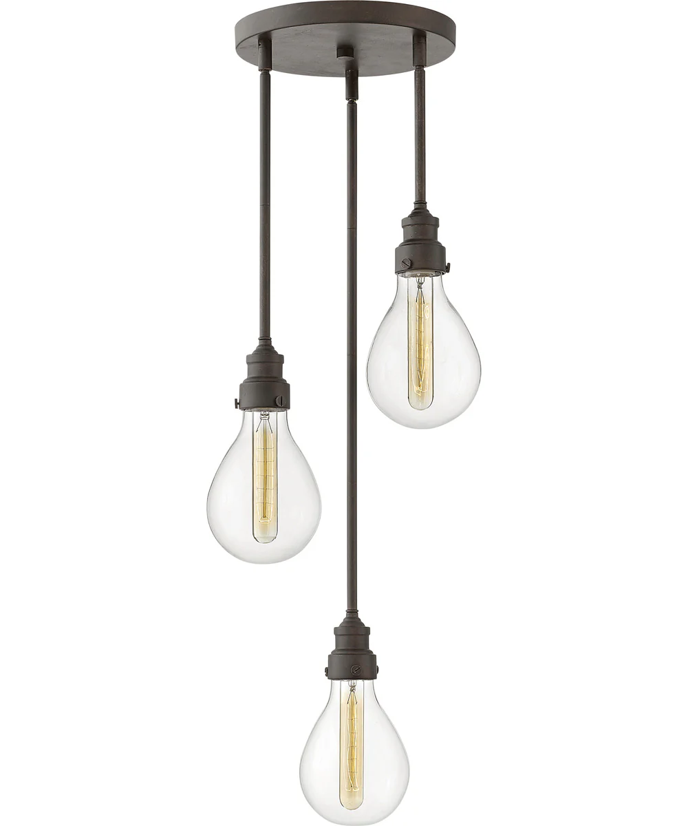 Denton 3-Light Medium Pendant in Industrial Iron