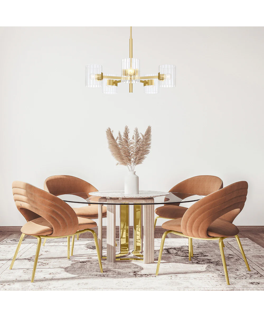 Aries 5 Light Chandelier  Brushed Gold - Image 2