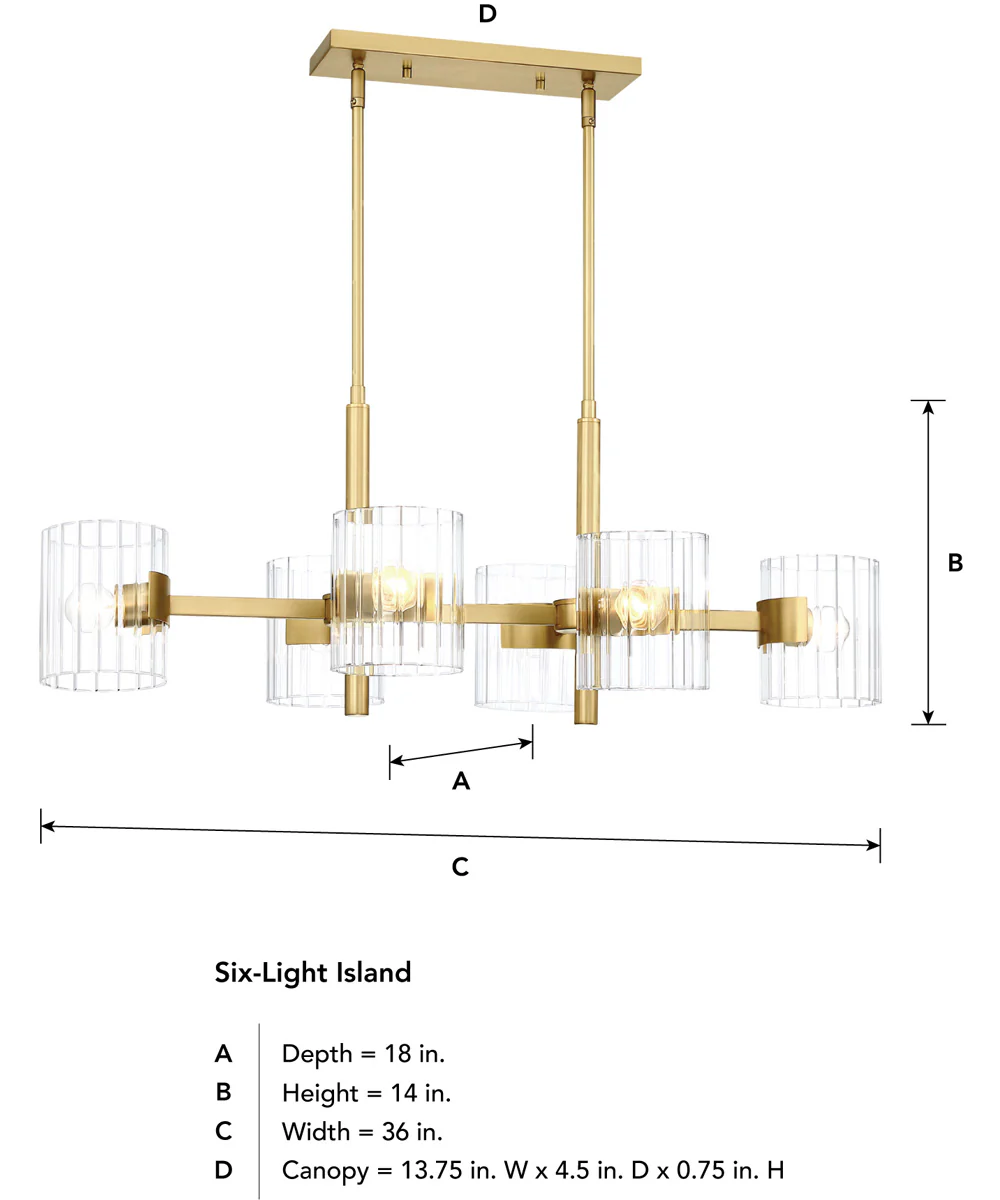Aries 6 Light Island  Brushed Gold - Image 5