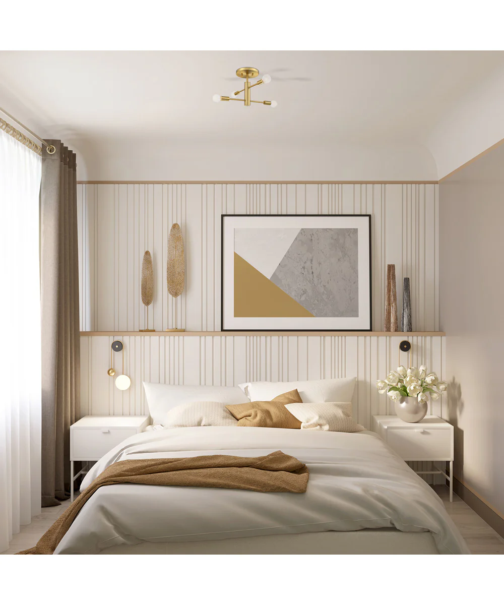 Arlo 4 Light Semi Flush Mount Brushed Gold - Image 2