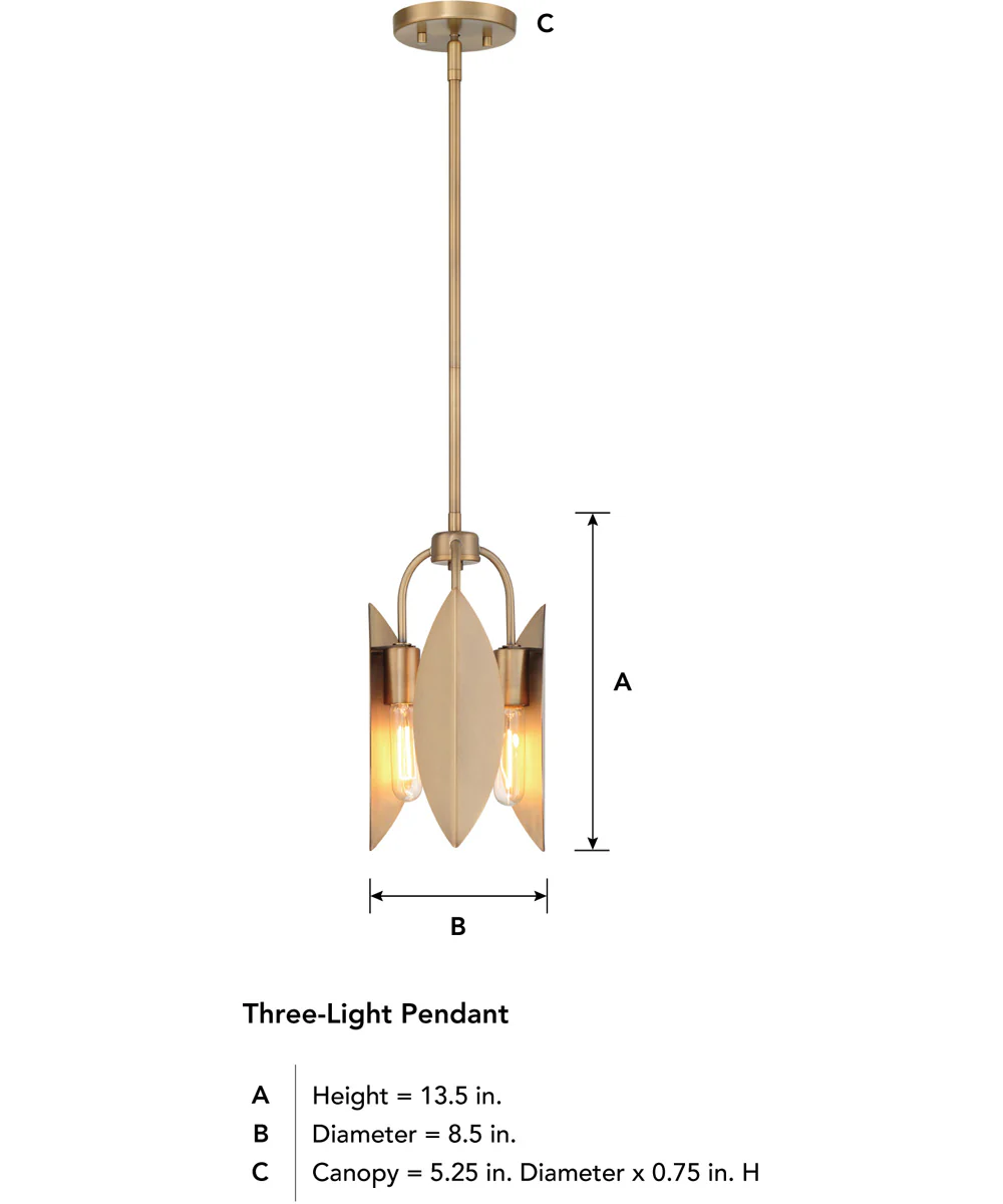 Eden  3 Light Pendant Old Satin Brass - Image 5