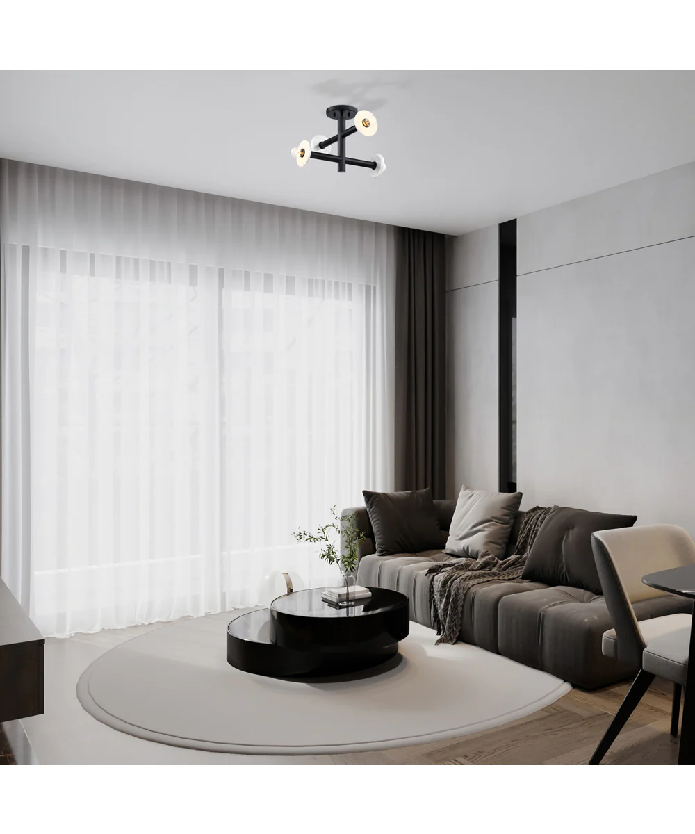 Fina 4 Light Semi Flush Mount Matte Black - Image 2