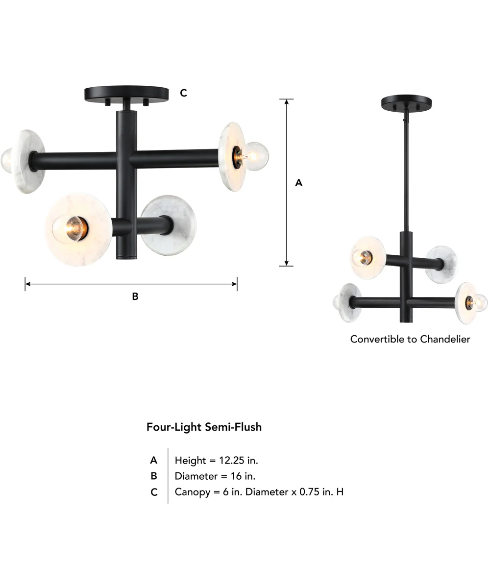 Fina 4 Light Semi Flush Mount Matte Black - Image 4
