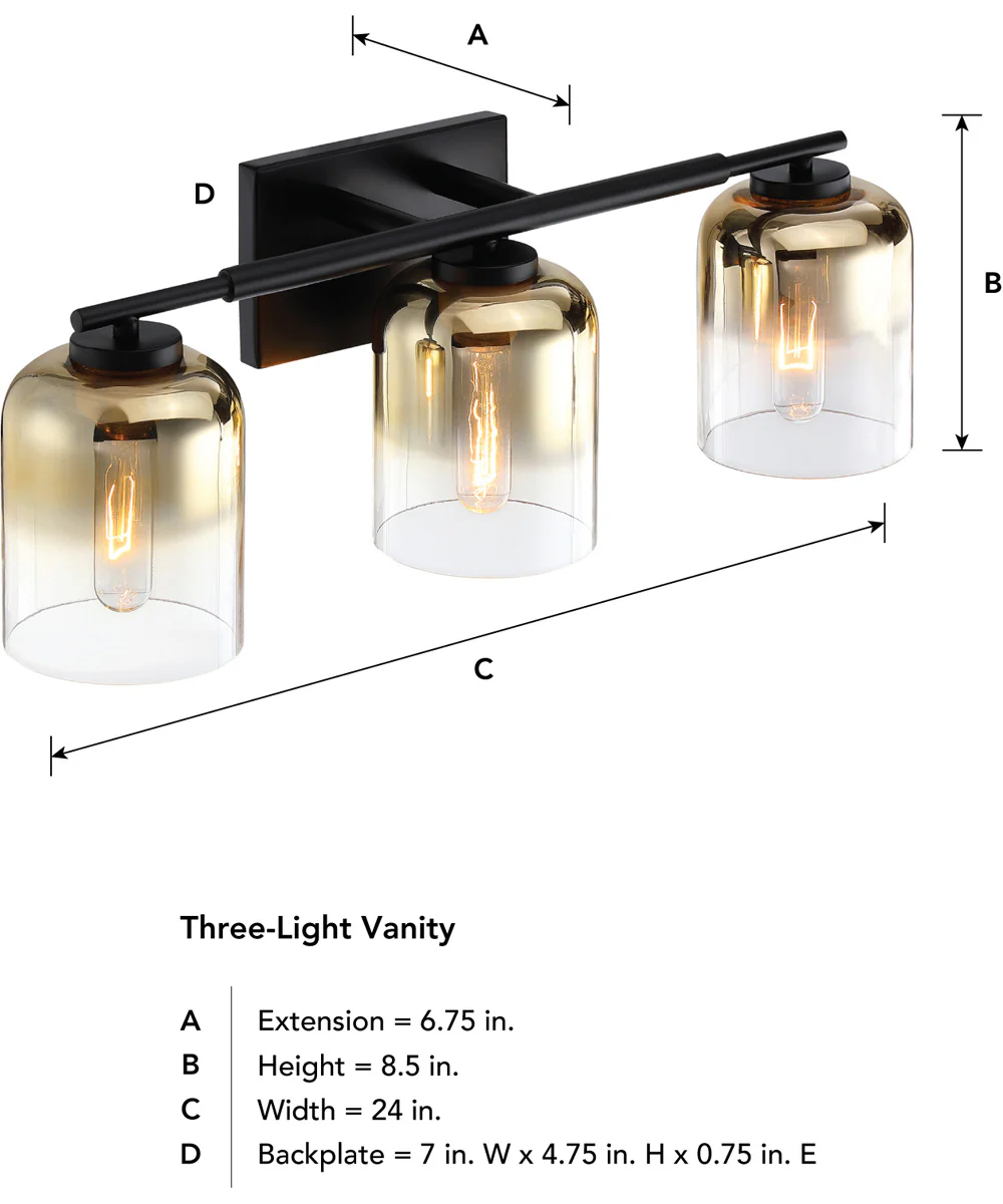 Gatsby 3 Light Vanity Matte Black - Image 3