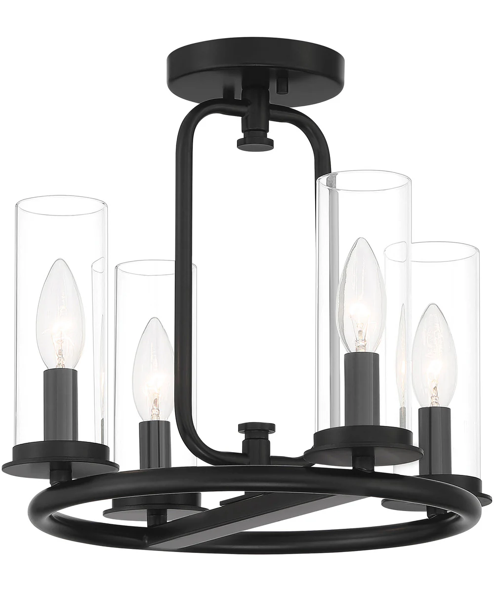 Hudson Heights 4 Light Pendant Convertible Matte Black - Image 4