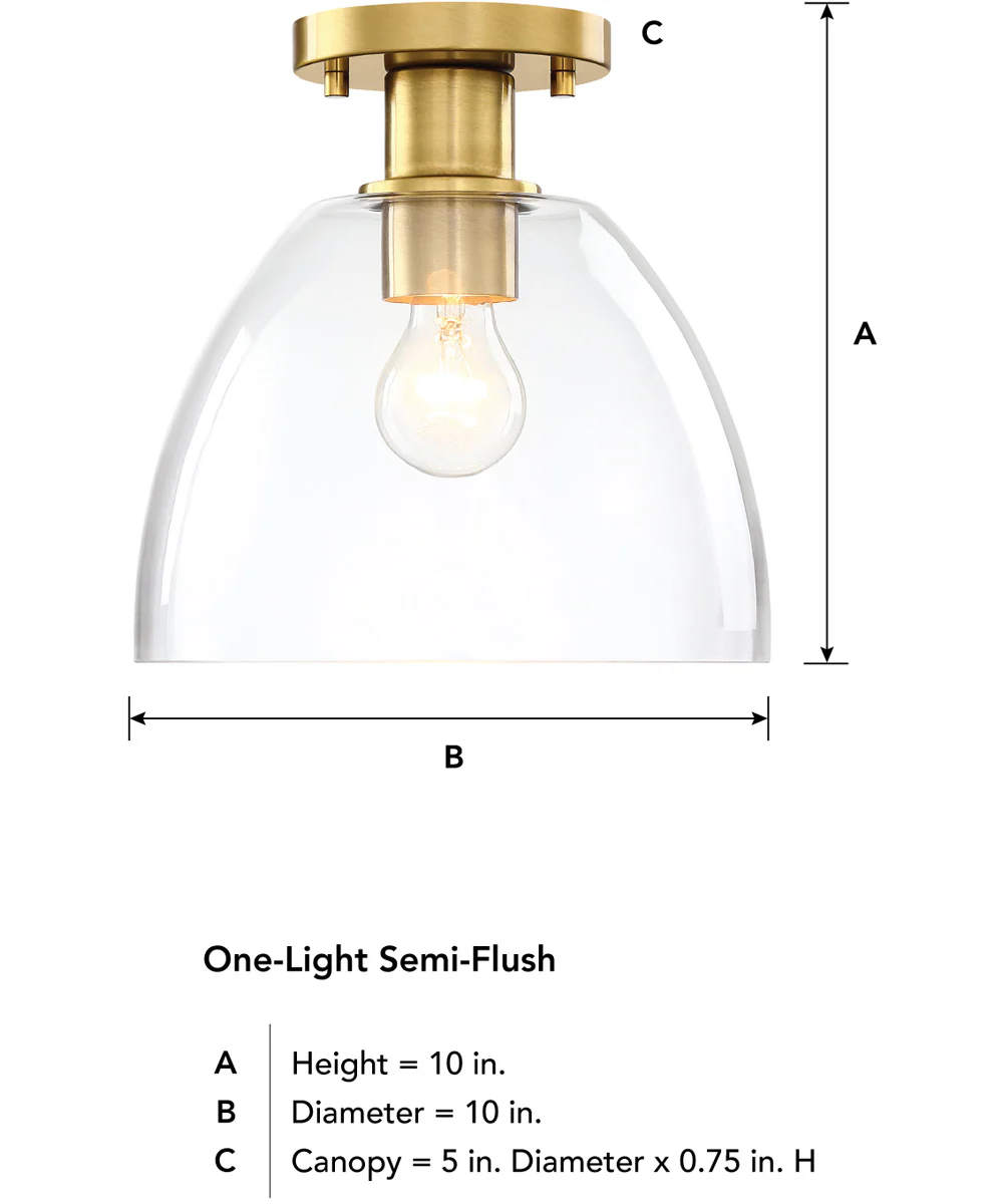 Indigo 1 Light Semi Flush Mount Brushed Gold - Image 3