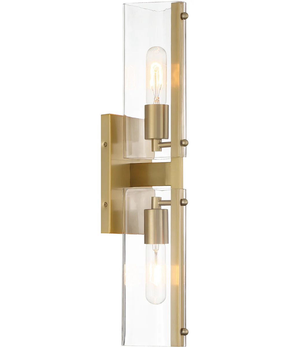 Latitude 2 Light Wall Sconce Brushed Gold
