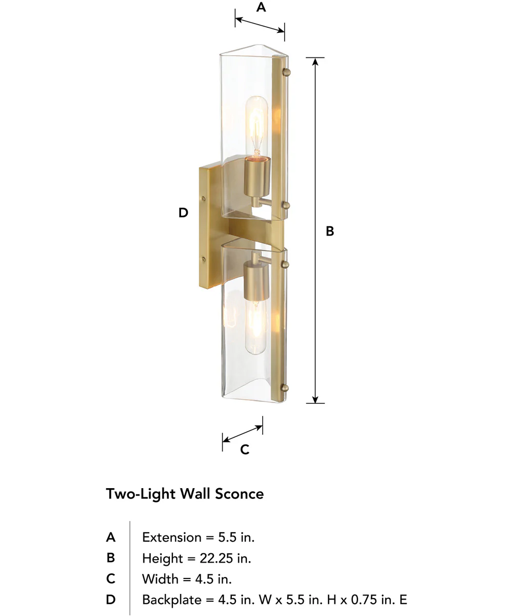 Latitude 2 Light Wall Sconce Brushed Gold - Image 5