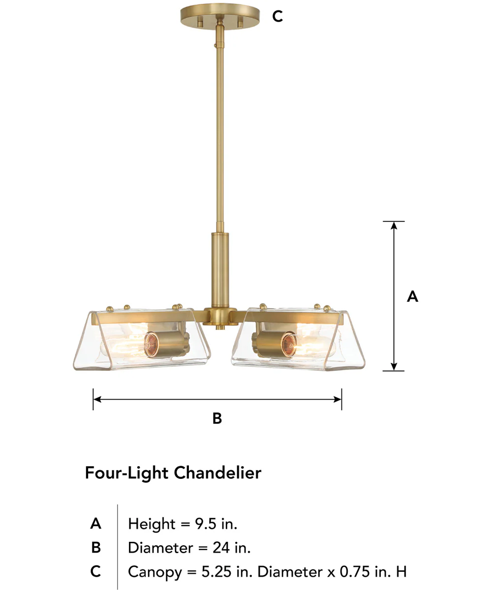 Latitude 4 Light Chandelier Brushed Gold - Image 5