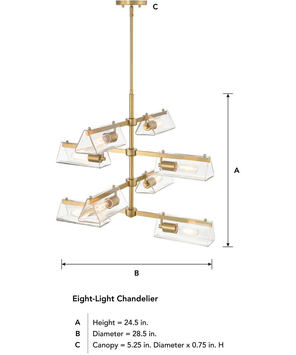Latitude 8 Light Chandelier Brushed Gold - Image 5