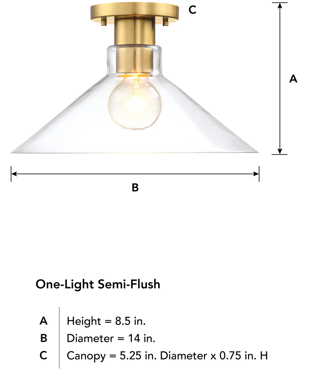 Leena 1 Light Semi Flush Mount Brushed Gold - Image 3