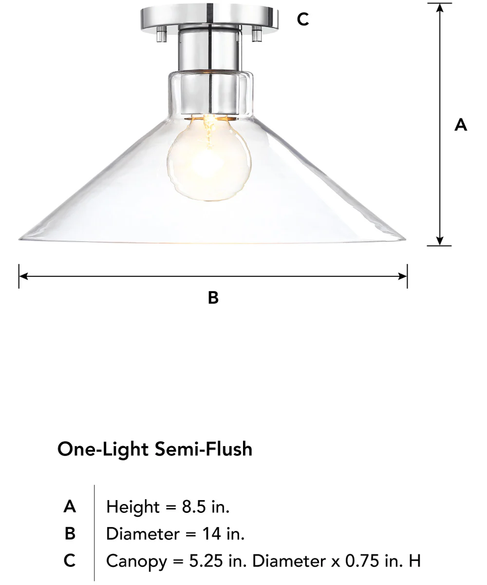 Leena 1 Light Semi Flush Mount Polished Nickle - Image 3
