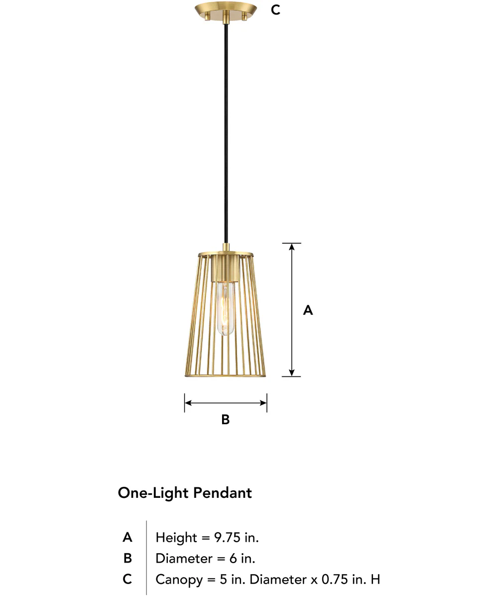 Liana 1 Light Pendant Brushed Gold - Image 4