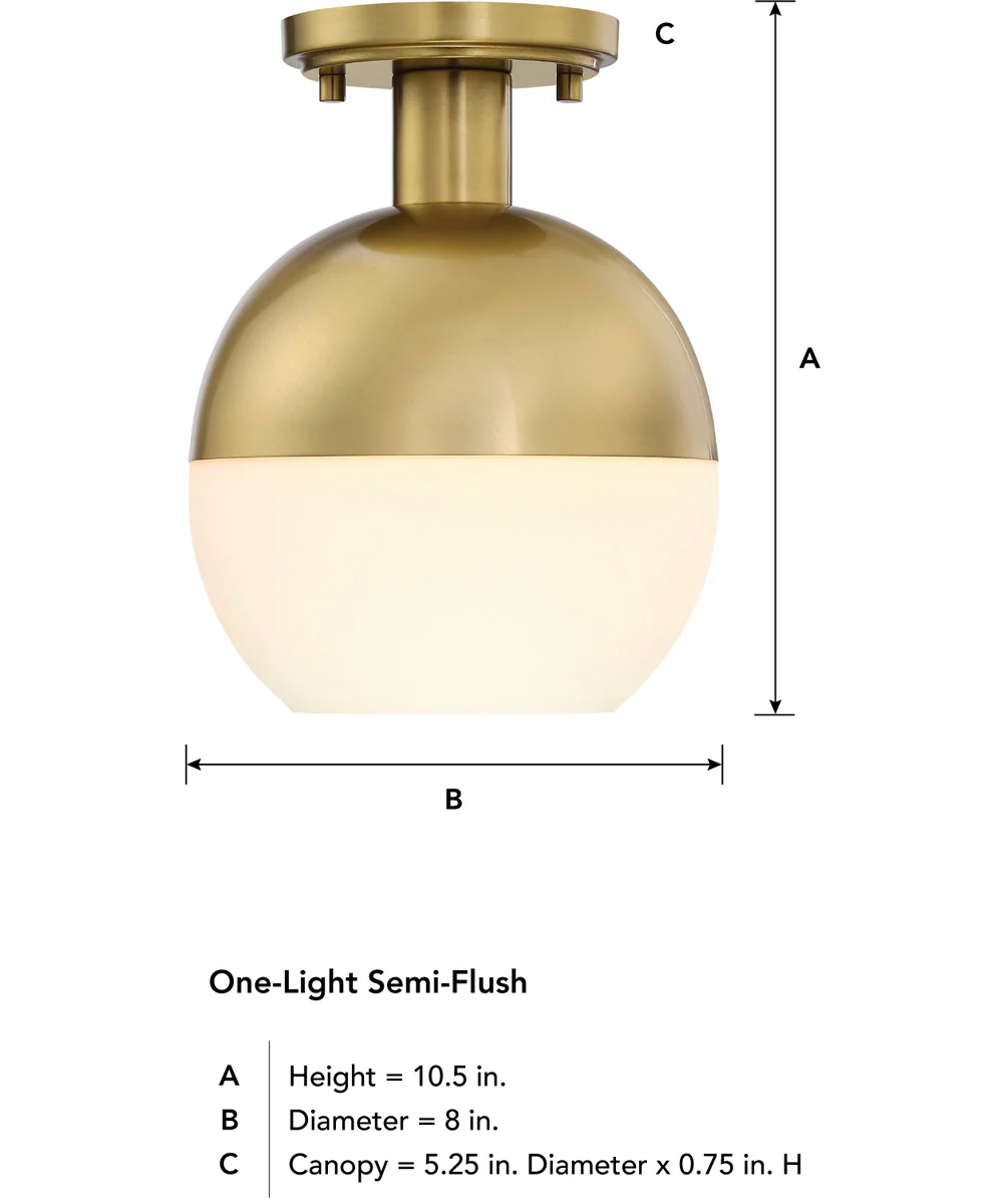 Linden 1 Light Semi Flush Mount Brushed Gold - Image 3