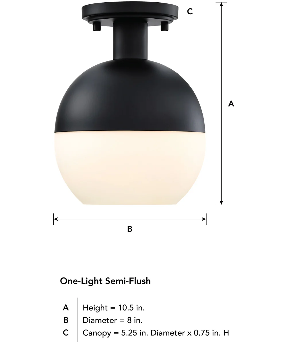 Linden 1 Light Semi Flush Mount Matte Black - Image 4