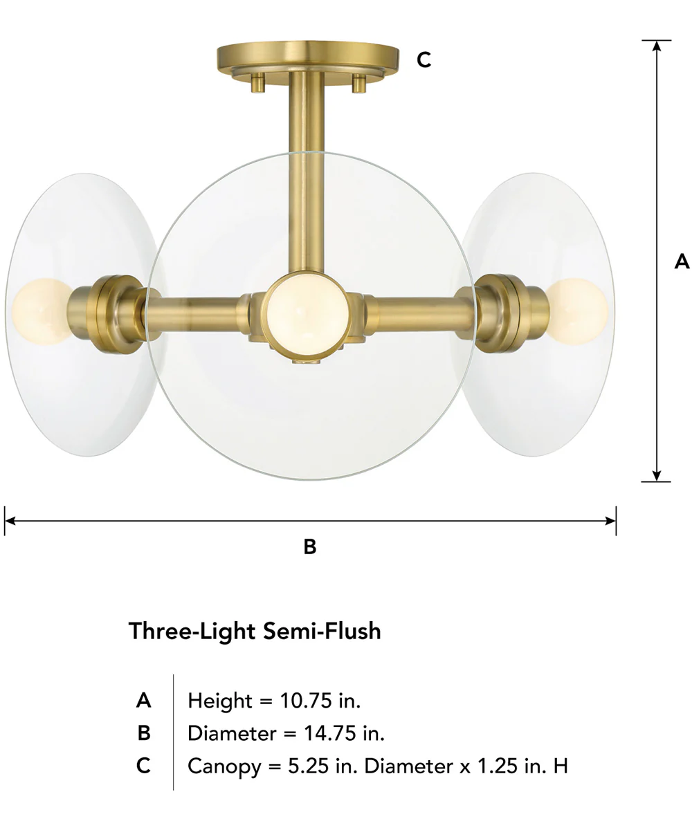 Litto 3 Light Semi Flush  Brushed Gold - Image 5