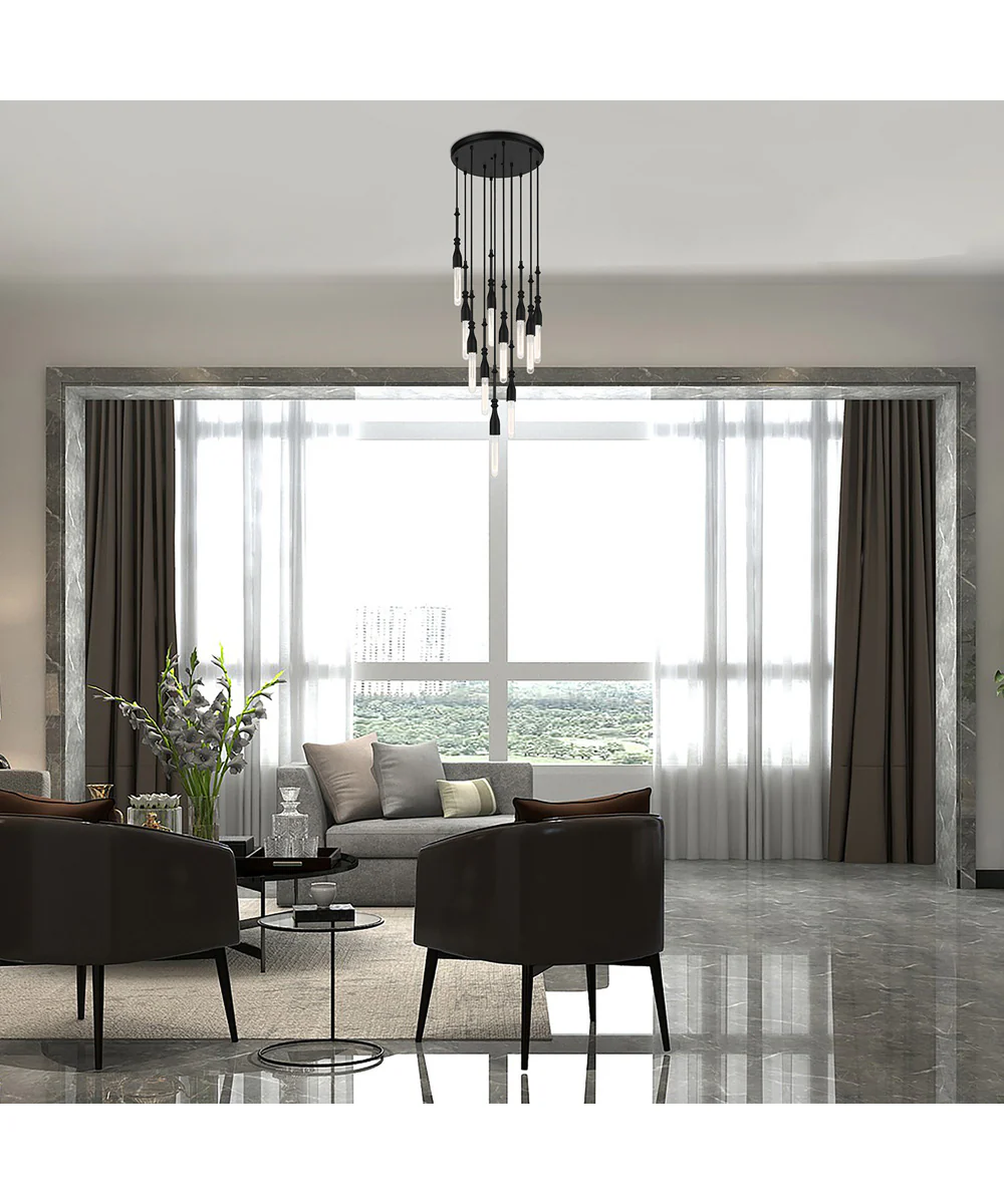Louise 11 Light Chandelier Matte Black - Image 2