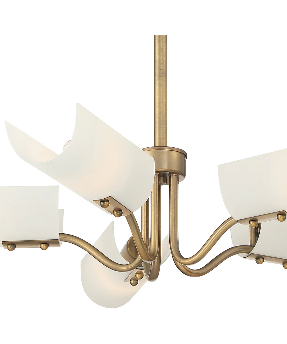 Manhasset 5 Light Chandelier Old Satin Brass - Image 3
