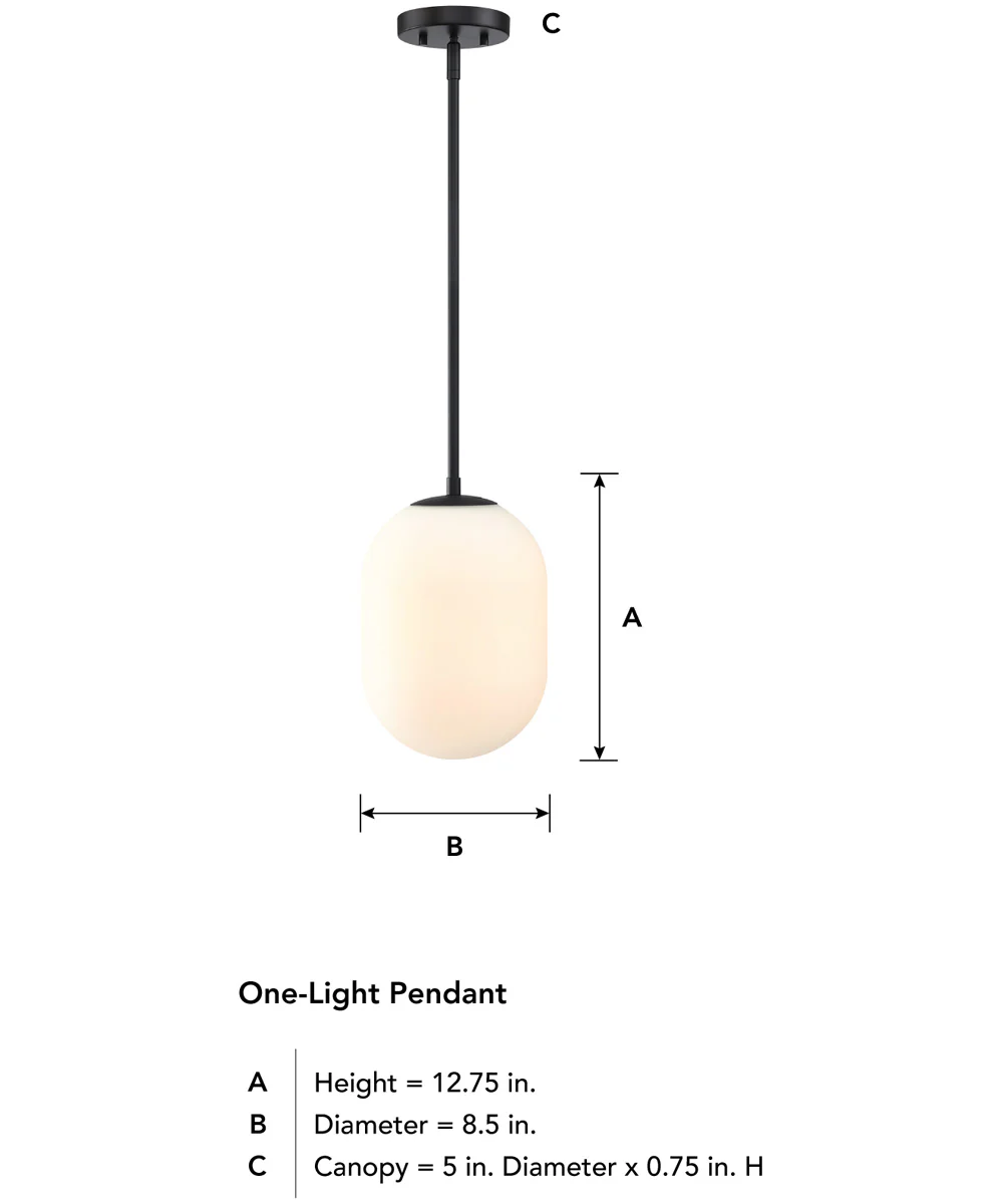 Noor 1 Light Pendant Matte Black - Image 3