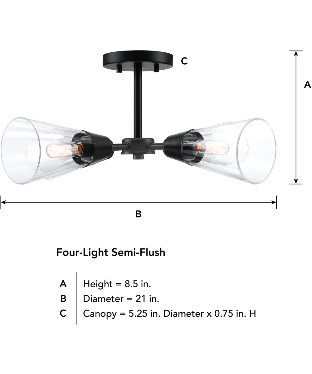 Norro 4 Light Semi Flush  Matte Black - Image 4