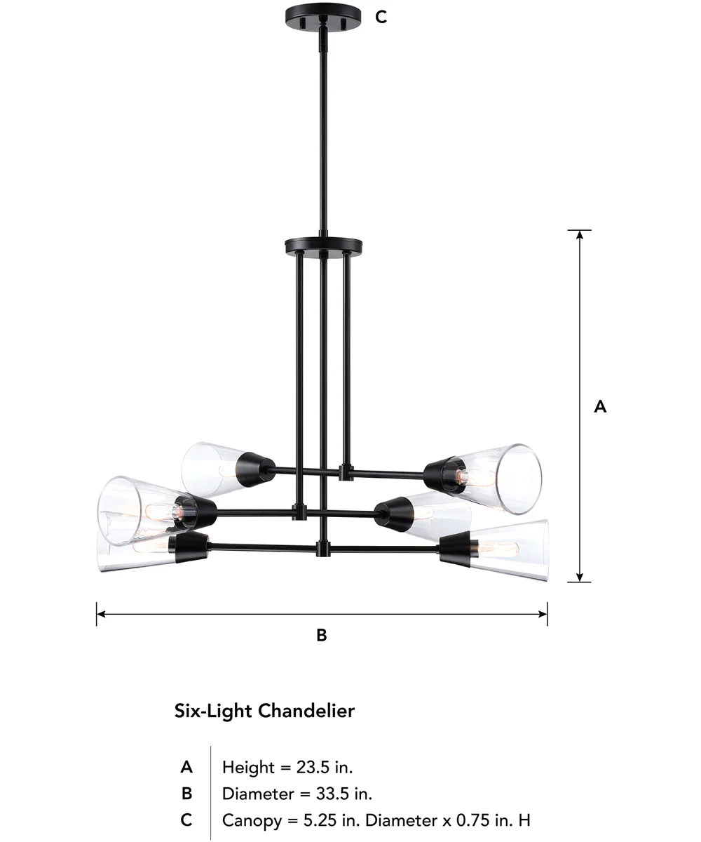 Norro 6 Light Chandelier Matte Black - Image 5