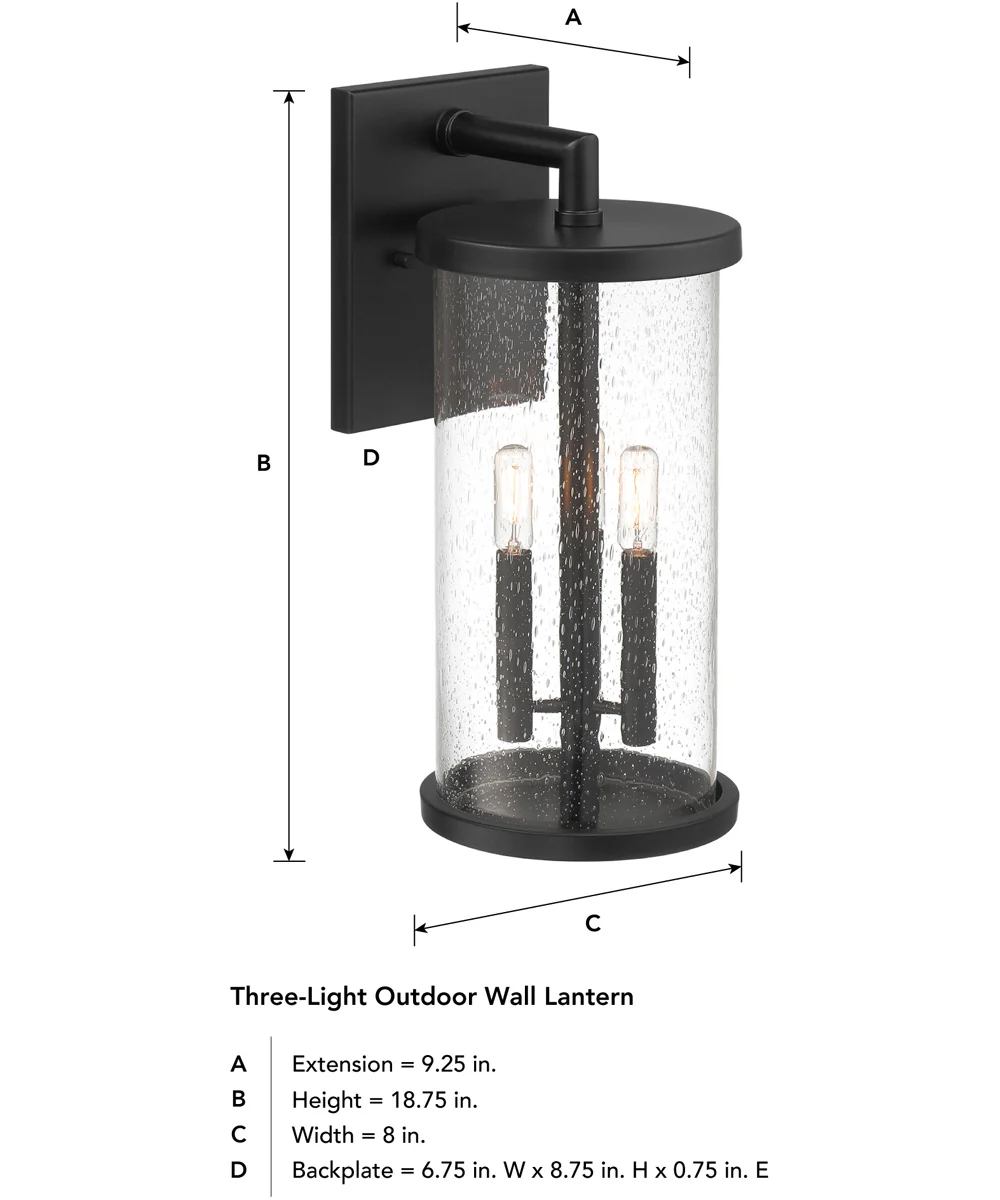 Otto 3 Light Wall Lantern Matte Black - Image 5