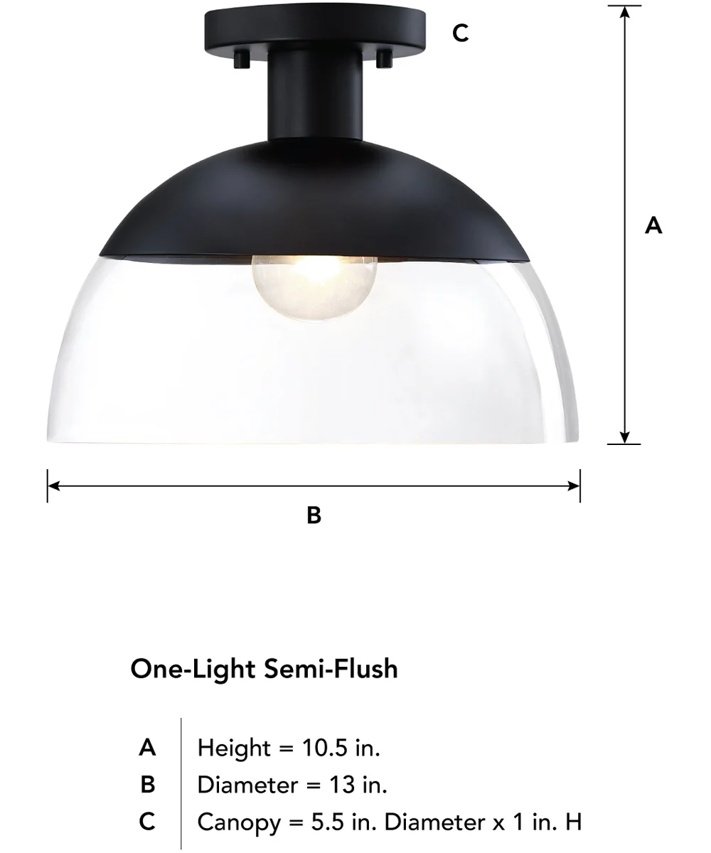 Rey 1 Light Semi Flush Mount Matte Black - Image 3