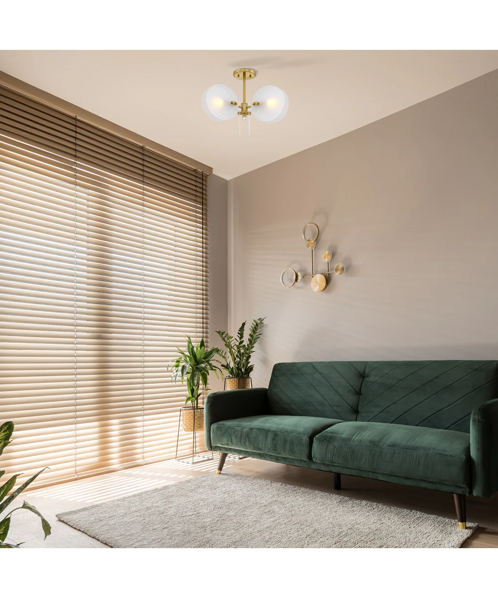 Sky Fall 3 Light Semi Flush Mount Brushed Gold - Image 2
