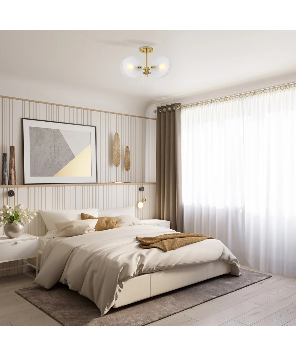 Sky Fall 3 Light Semi Flush Mount Brushed Gold - Image 3