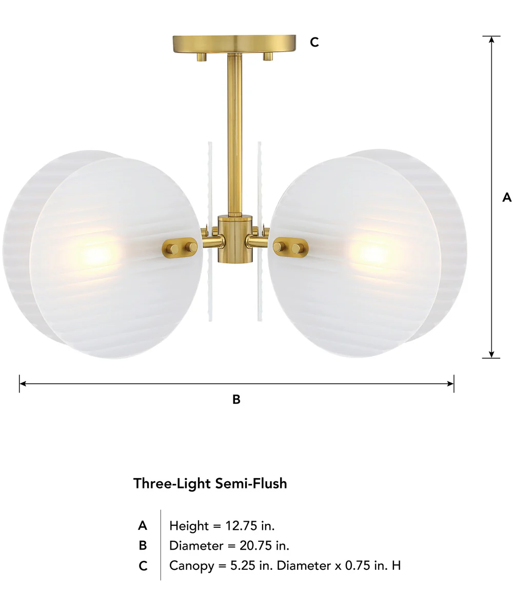 Sky Fall 3 Light Semi Flush Mount Brushed Gold - Image 4