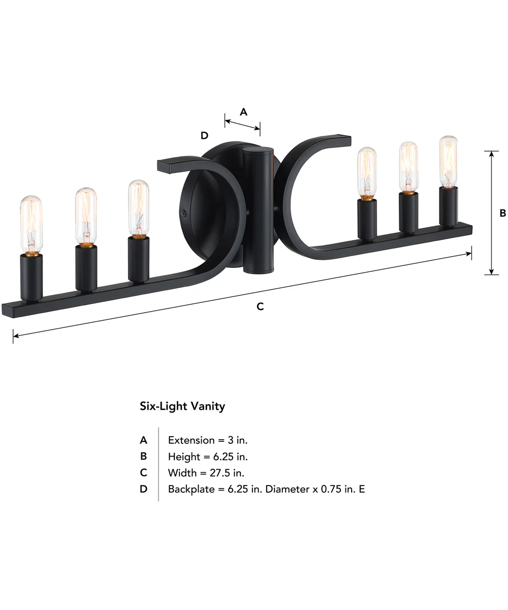 Skye 6 Light Vanity Matte Black - Image 3